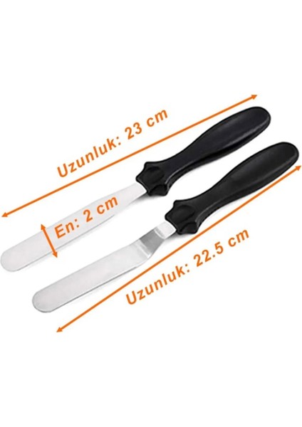 Metal Pasta Spatulası 2li ve Krema Torbası Tek Kullanımlık 50LI Pasta Tarağı Spatula Pastacılık Seti fiyatları