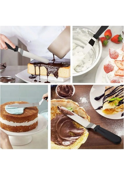 Metal Pasta Spatulası 2li ve Krema Torbası Tek Kullanımlık 50LI Pasta Tarağı Spatula Pastacılık Seti fırsatları