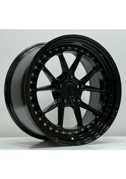 -8123 8.5*18 5*114.3 ET35 73.1 Gloss Black+Gold Rıvets
