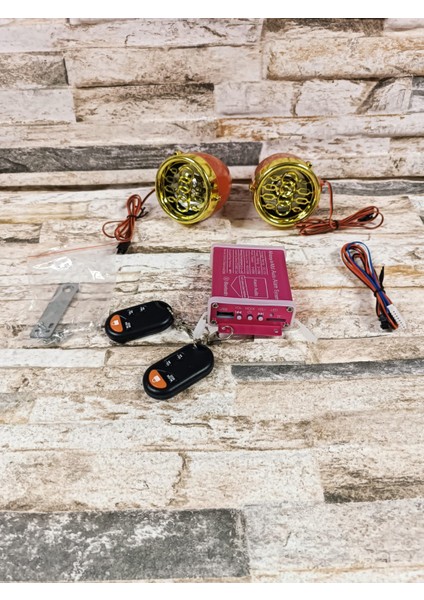 Motosiklet Mp3 Müzik Çalar ve Alarm Set (Bluetooth Bağlantısı Var)