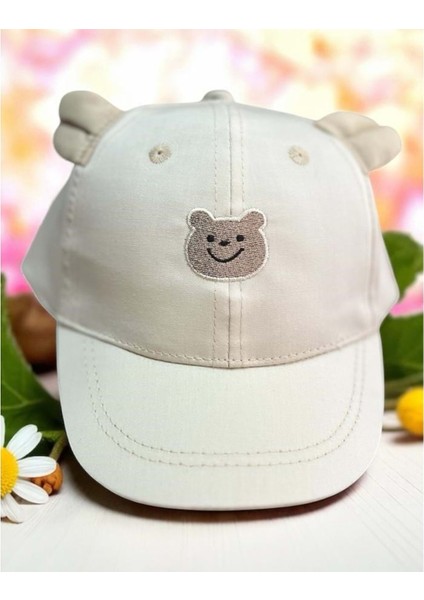 1/3 Yaş Kulak Detaylı Erkek Çocuk Kep (48-50 Cm) Bej