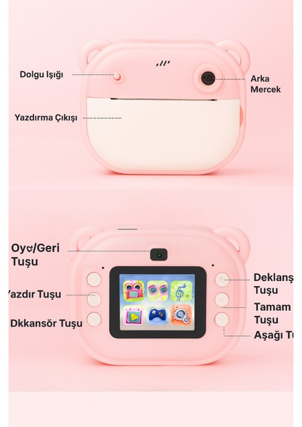 Yeni Dijital Kamera Çift Lens 2 Inç Ekran Dahili Pil Fotoğraf Çerçevesi Termal Baskı Kağıdı modelleri