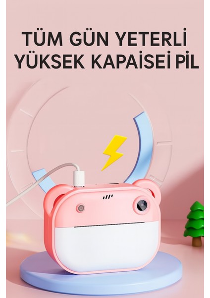 Yeni Dijital Kamera Çift Lens 2 Inç Ekran Dahili Pil Fotoğraf Çerçevesi Termal Baskı Kağıdı