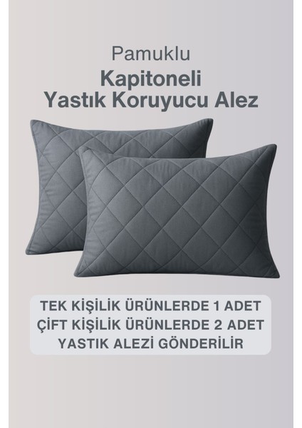 Yatak ve Yastık Alezi Seti Pamuklu Kapitone Fitted Full Kenar Sıvı Geçirmez Yatak Koruyucu Gri fırsatları
