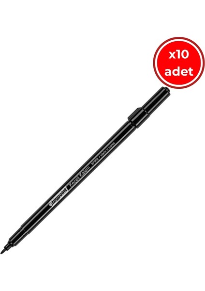 Keçeli Kalem, 10 Adet, Siyah, Kolay Temizlenebilir Mürekkep