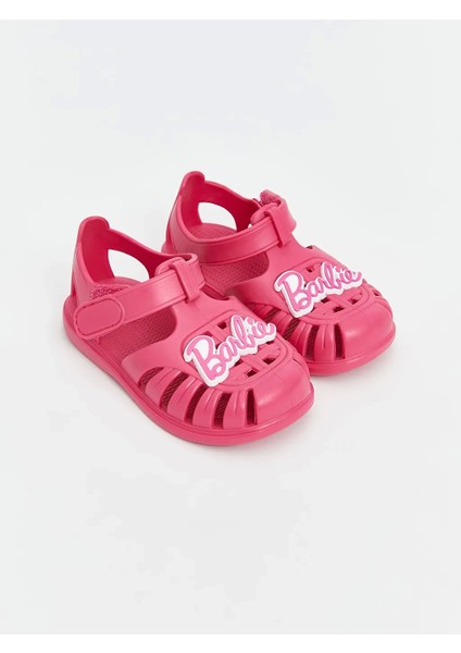 Steps Fuşya Barbi'e Baskılı Kız Bebek Plaj Sandaleti