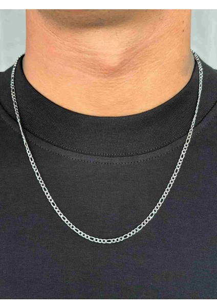 Erkek Figaro Çelik Kolye Gümüş