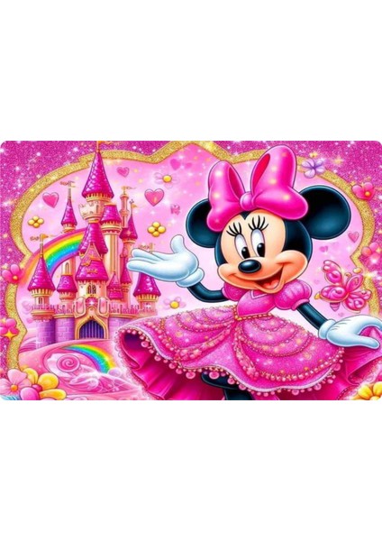 Minnie Mouse Dikdörtgen Pasta Yenilebilir Resim Baskı 28x19 cm