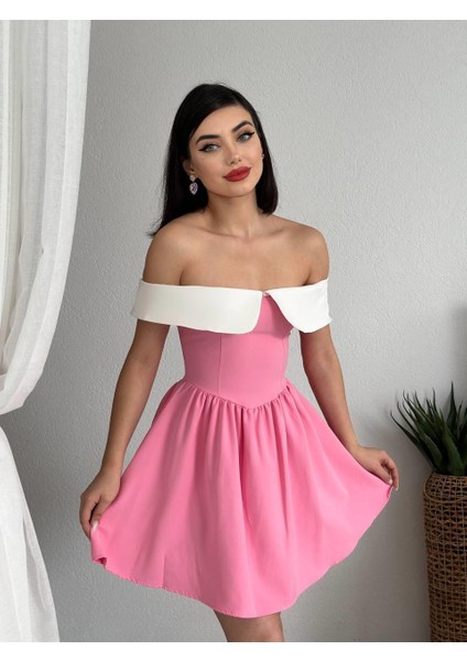 Nalia Beyaz Yakalı Elbise Pembe-S modelleri