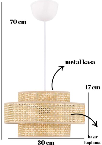 Otantik Trio Metal Kasalı Hasır Kaplama Rattan Salon Avize Üç Katlı Pasta Yatak Odası Sarkıt fırsatları