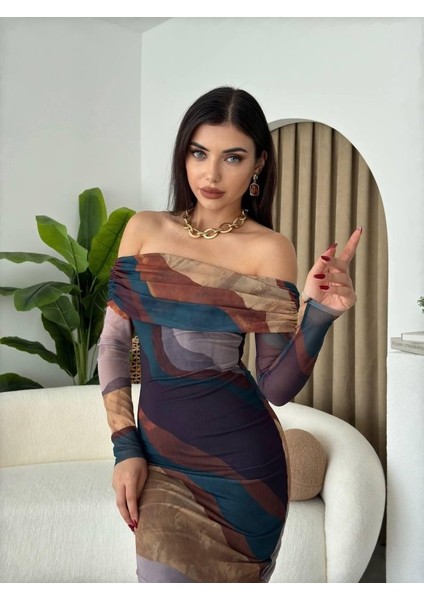 Sevilla Madonna Yaka Tül Elbise S-Ki̇remit