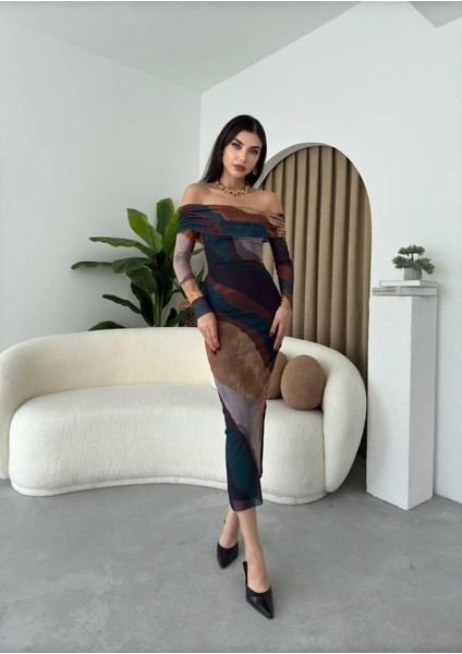 Sevilla Madonna Yaka Tül Elbise S-Ki̇remit modelleri