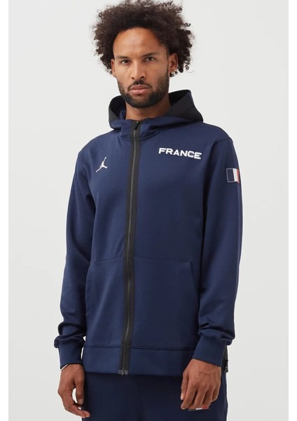 Jordan France Dri Fit Therma Flex Hoodie Erkek Kapüşonlu Sweatshirt Lacivert