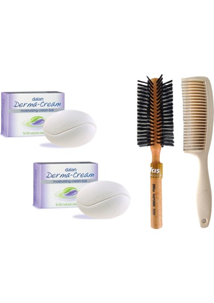 Derma Cream Nemlendirici Sabun 100GR x 2ADET Bio Care Tarak Saç Fırça Klasik Şekil Verme Fön 1+1 Adet