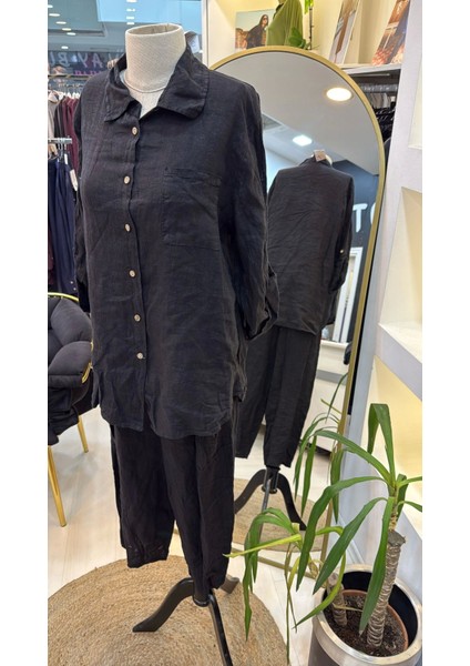 Puro Lino %100 Keten Takim Siyah