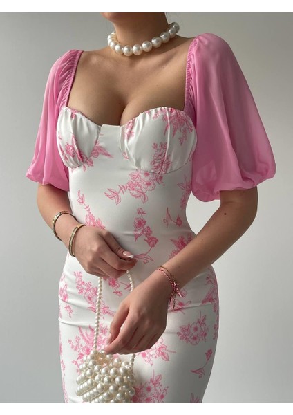 Rodolf Balon Kol Elbise Pembe-L
