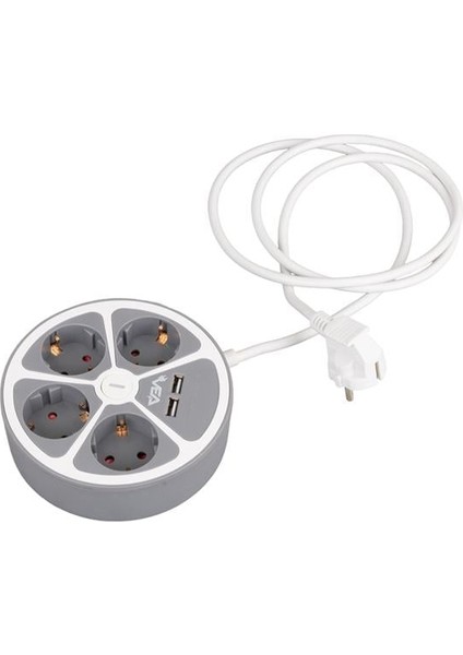 VE-G604YU 4'lü 2 USB Li Anahtarlı 1.5 Metre Grup Priz modelleri
