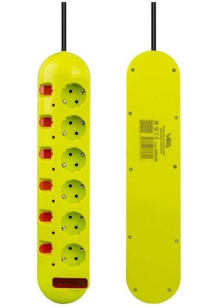 VE-E60 6'lı 1.5 Metre Ayrı Anahtarlı Grup Priz