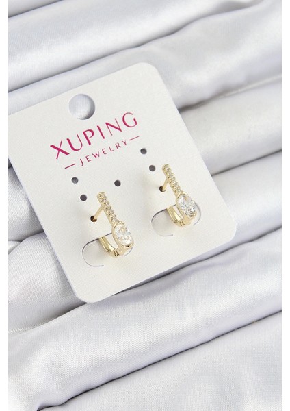 Xuping Zirkon Taşlı I Model Gold Renk Kadın Küpe