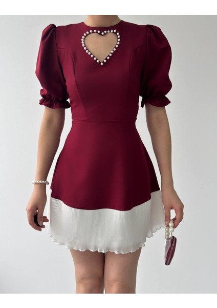 Safe Kalp Detaylı Elbise S-Bordo fiyatları