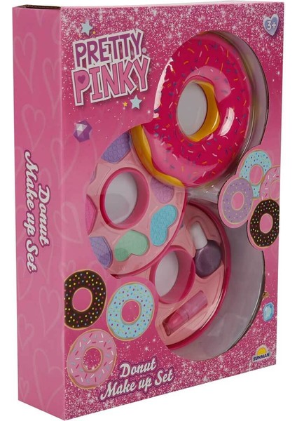 Donut Şekilli 2 Katlı Oyuncak Makyaj Güzellik Seti