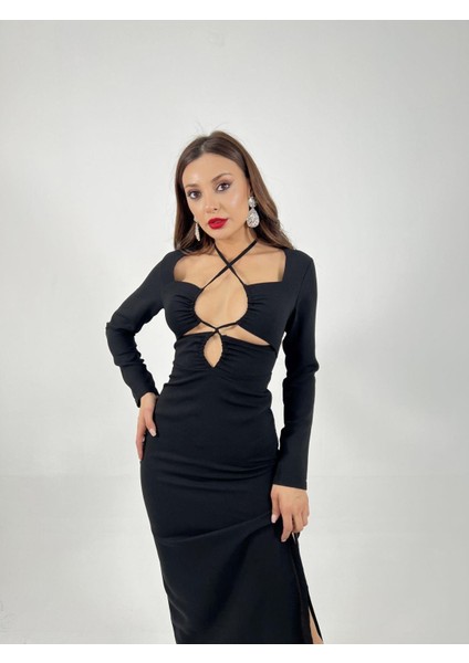 5934 Elbise-Siyah M-Si̇yah