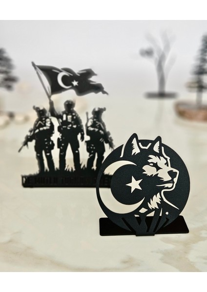 Türk Askeri & Bozkurt Figürlü Lazer Kesim Metal Dekor Seti (2’li) fiyatları