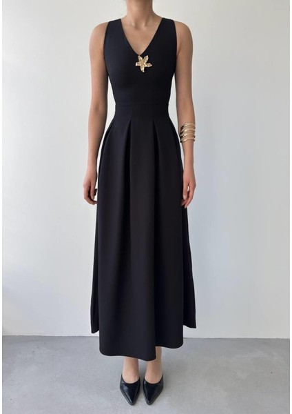 Late Yıldız Detaylı Elbise M-Siyah fiyatları