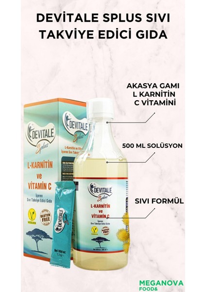 💧 Devitale SPLUS | C Vitamini, L-Karnitin ve Akasya Gamı İçeren Sıvı Lif Takviyesi (Hazırlanabilir Form) - 10 ml x 50 Porsiyon modelleri