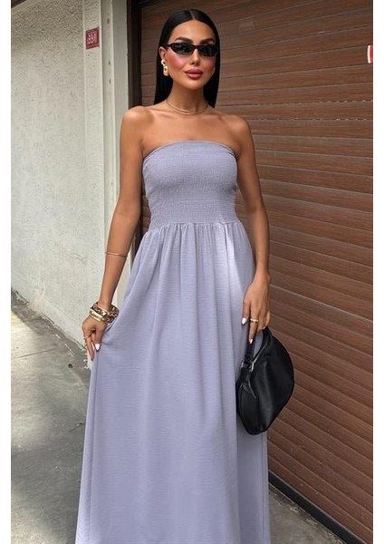 Göğsü Gipeli Straplez Elbise 2878 Xl-Gri̇ fiyatları
