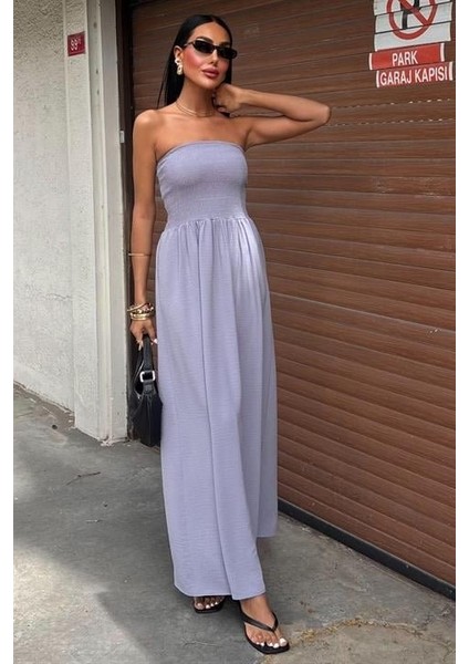 Göğsü Gipeli Straplez Elbise 2878 Xl-Gri̇ indirimleri