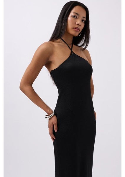 Çapraz Askılı Maxi Elbise Siyah-Xs modelleri