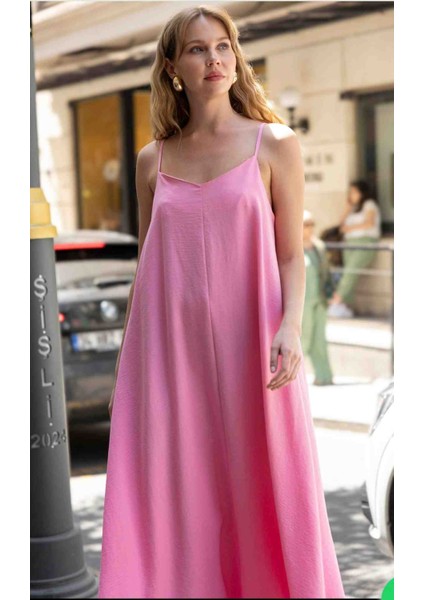 Askılı Maxi Elbise Pembe fiyatları
