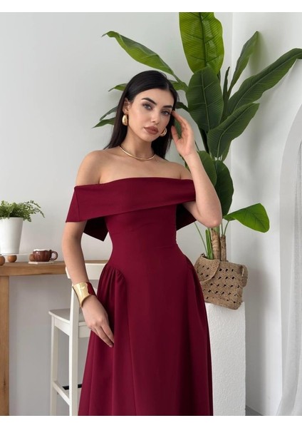 Stars Straplez Elbise M-Bordo