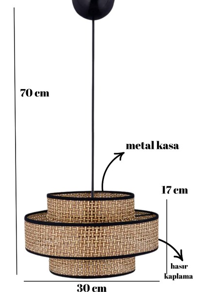 Otantik Trio Metal Kasalı Kahve Hasır Kaplama Rattan Salon Avize Üç Katlı Pasta Yatak Odası Sarkıt fırsatları