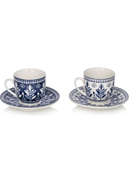 Home Modern Çiçek Baskılı 6 Kişilik Porselen Kahve Fincan Takımı 90 ml fırsatları