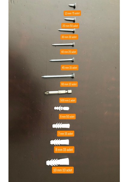 292 Parça 12 Çeşit Vida Seti, Dübelli Sunta Vidası Seti,matkap Ucu Bits Uç ve Takım Çantası modelleri