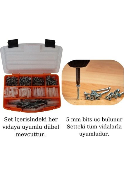 292 Parça 12 Çeşit Vida Seti, Dübelli Sunta Vidası Seti,matkap Ucu Bits Uç ve Takım Çantası fırsatları