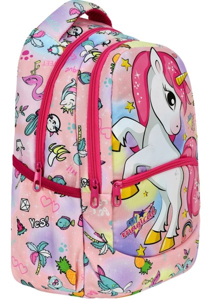 Pembe Unicorn Desenli Kız Ilkokul Sırt Çantası + Beslenme Çantası (2307) fırsatları