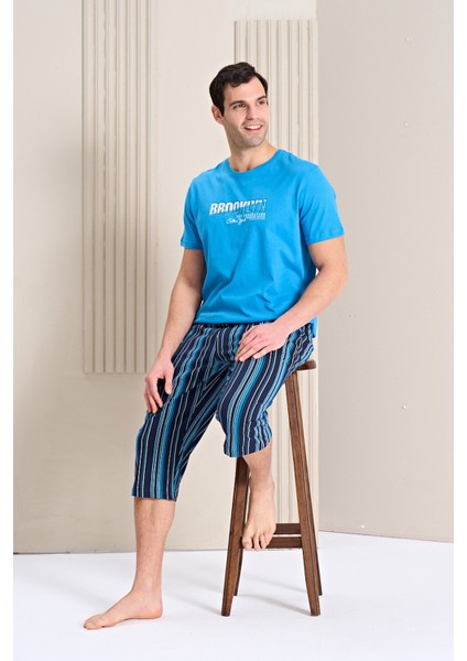 Erkek Pijama Takımı Kapri & Bermuda Kısa Kol