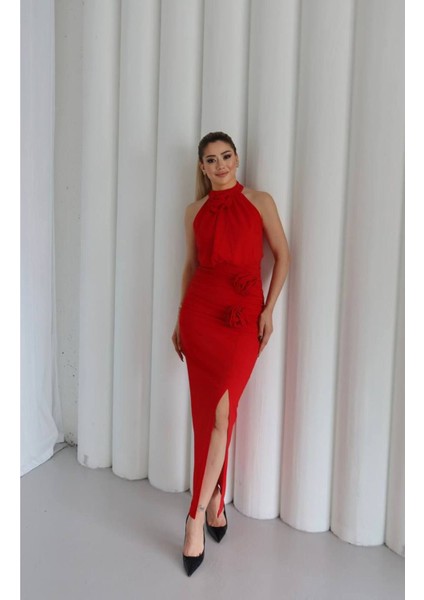 Gül Aplike Halter Yaka Abiye fırsatları