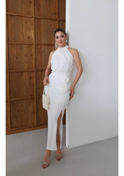 Gül Aplike Halter Yaka Abiye fırsatları