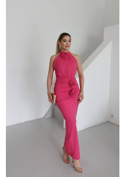 Gül Aplike Halter Yaka Abiye fırsatları