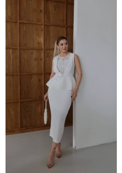 Çiçek Işlemeli Kemer Detaylı Peplum Abiye Elbise fırsatları