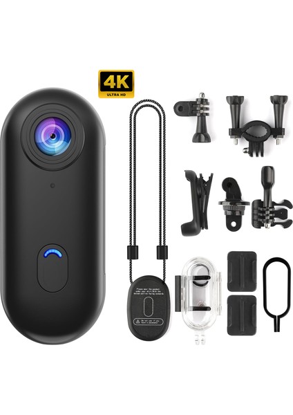 Mini Wifi Aksiyon Kamerası 4K Giyilebilir Aksiyon Kamera - Su Geçirmez Tasarım - Ses ve Görüntü - Motorsiklet Görüntü Kaydı - Aksiyon Görüntü Kaydı