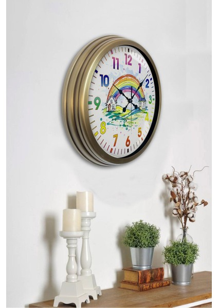 40 cm Eskitme Metal Çocuk Gökkuşağı Duvar Saati fiyatları