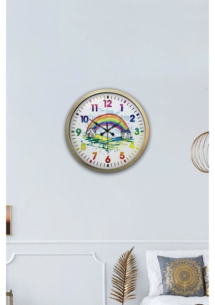 40 cm Eskitme Metal Çocuk Gökkuşağı Duvar Saati fırsatları