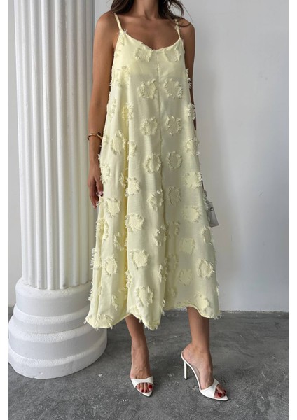 Kadın Fisto Dokulu Salaş Kesim Yazlık Elbise NBG098