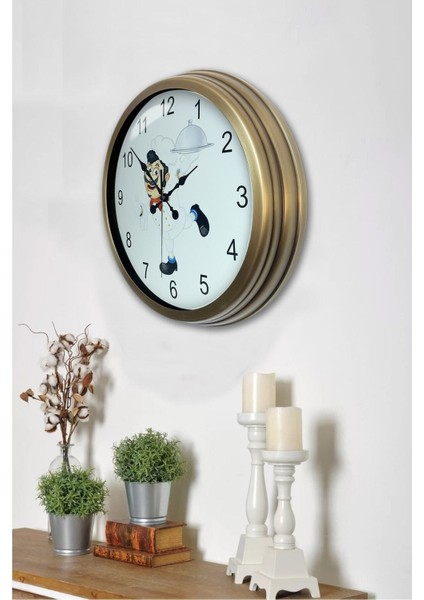 40 cm Eskitme Metal Mutfak Aşçılı Duvar Saati fiyatları