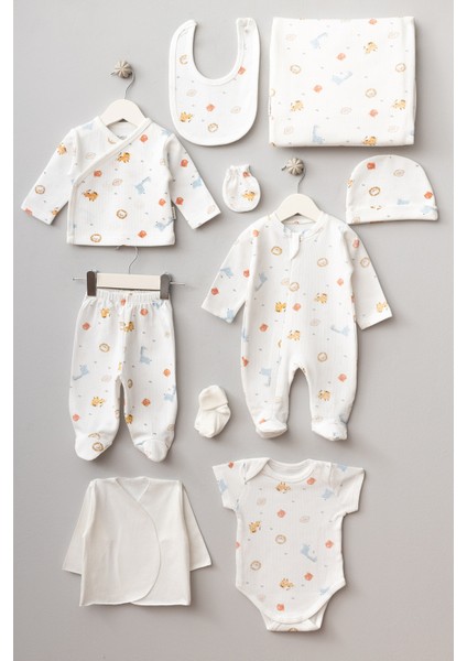 My Baby Kumsal % 100 Coton 10 Lu Hastane Çıkışı Yeni Sevimli Panter Desenli ekru 10113